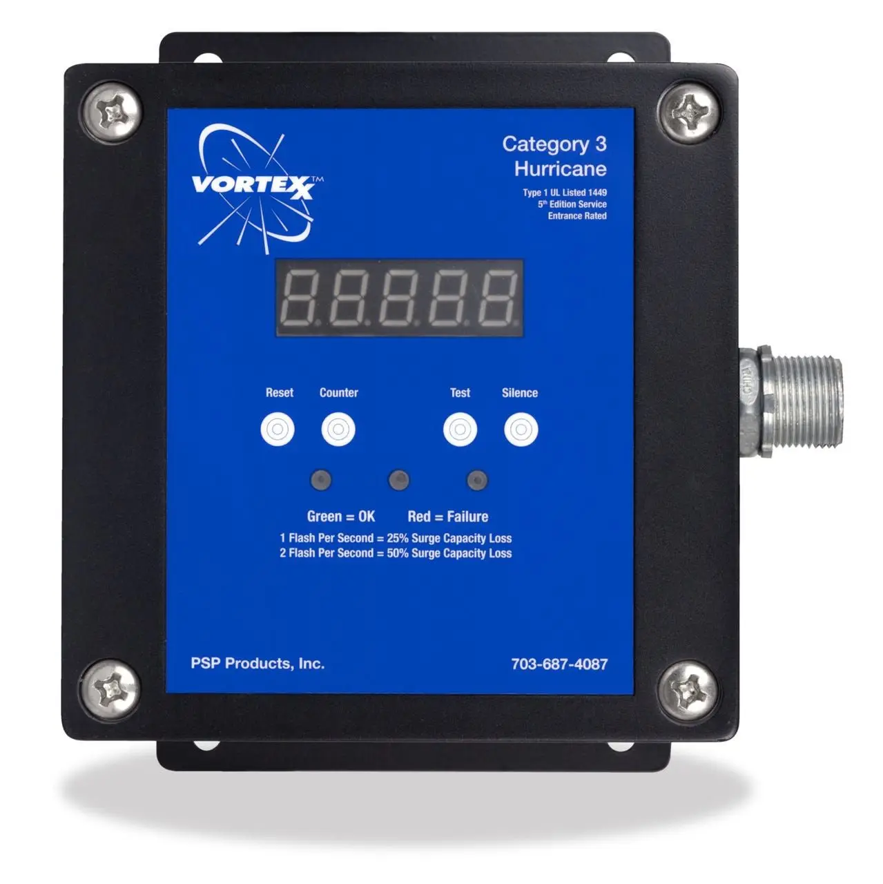 PSP SURGE PROTECTIVE DEVICE 1 or 3 Phase  (3W+G/ 4W+G)  - Imax:240kA per phase - SCCR:200kA -  SMART DIAGNOSTIC - Type 1 Listed UL listed to Canadian Safety Standard
