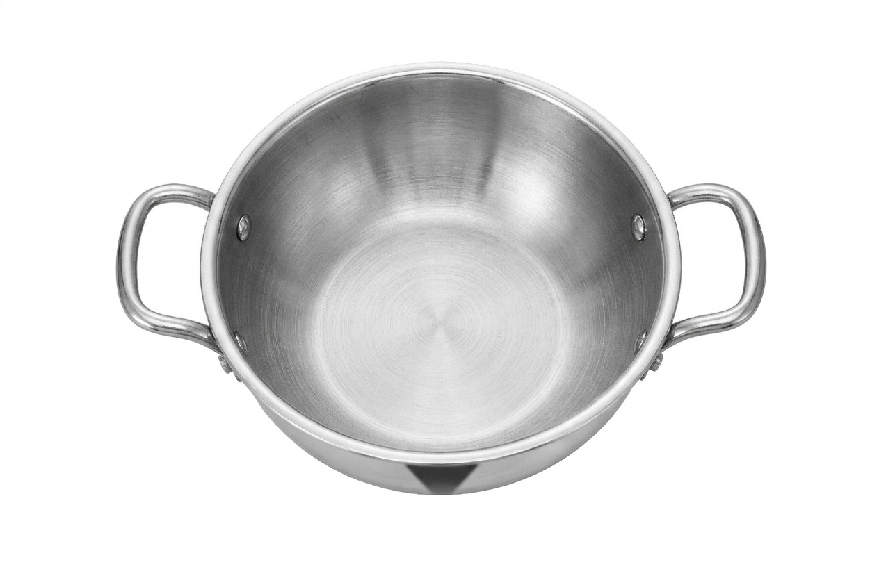 Stainless Steel TriPly Kadai Deep Frying Pan