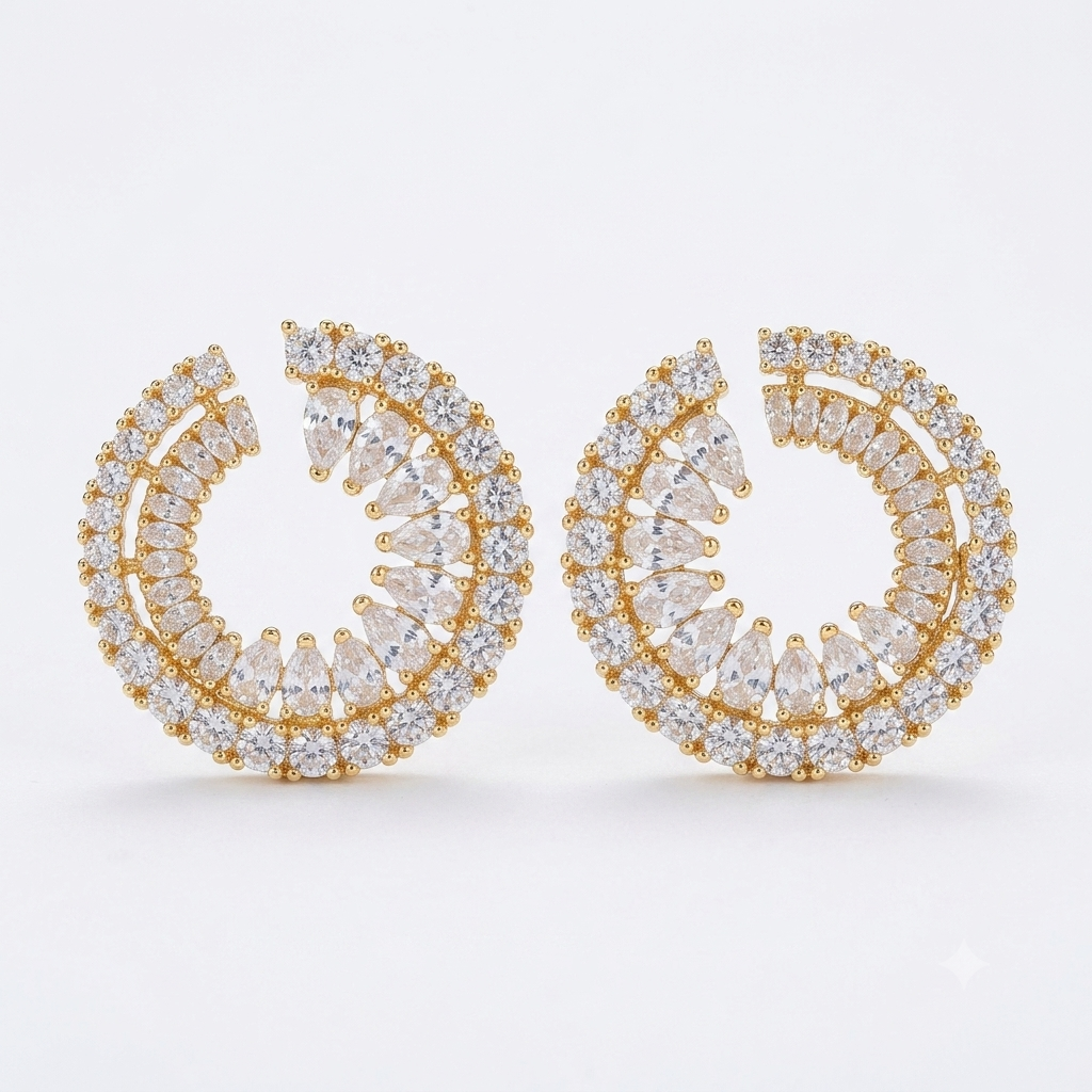 Zircon Spiral Earrings