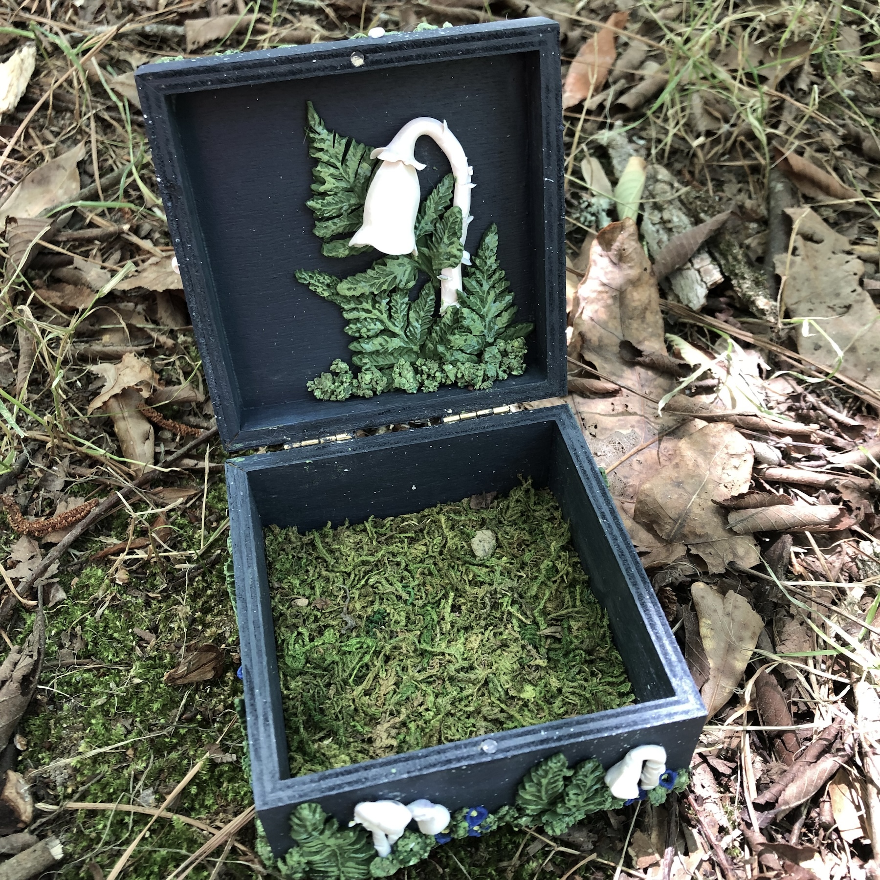 Luna Moth & Ghost Pipe Mushroom Forest Trinket Box