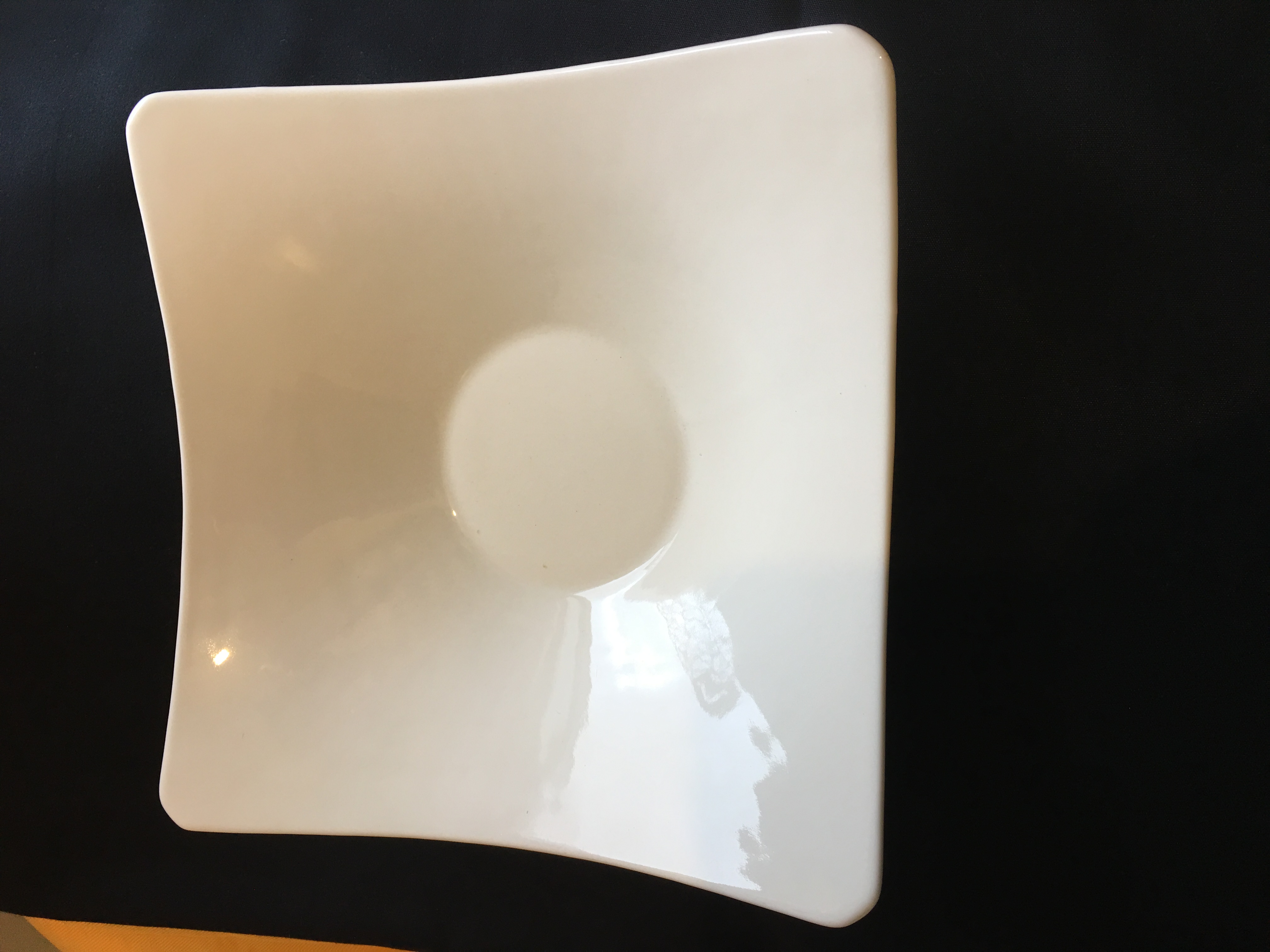 Serving Bowl White Square Curved