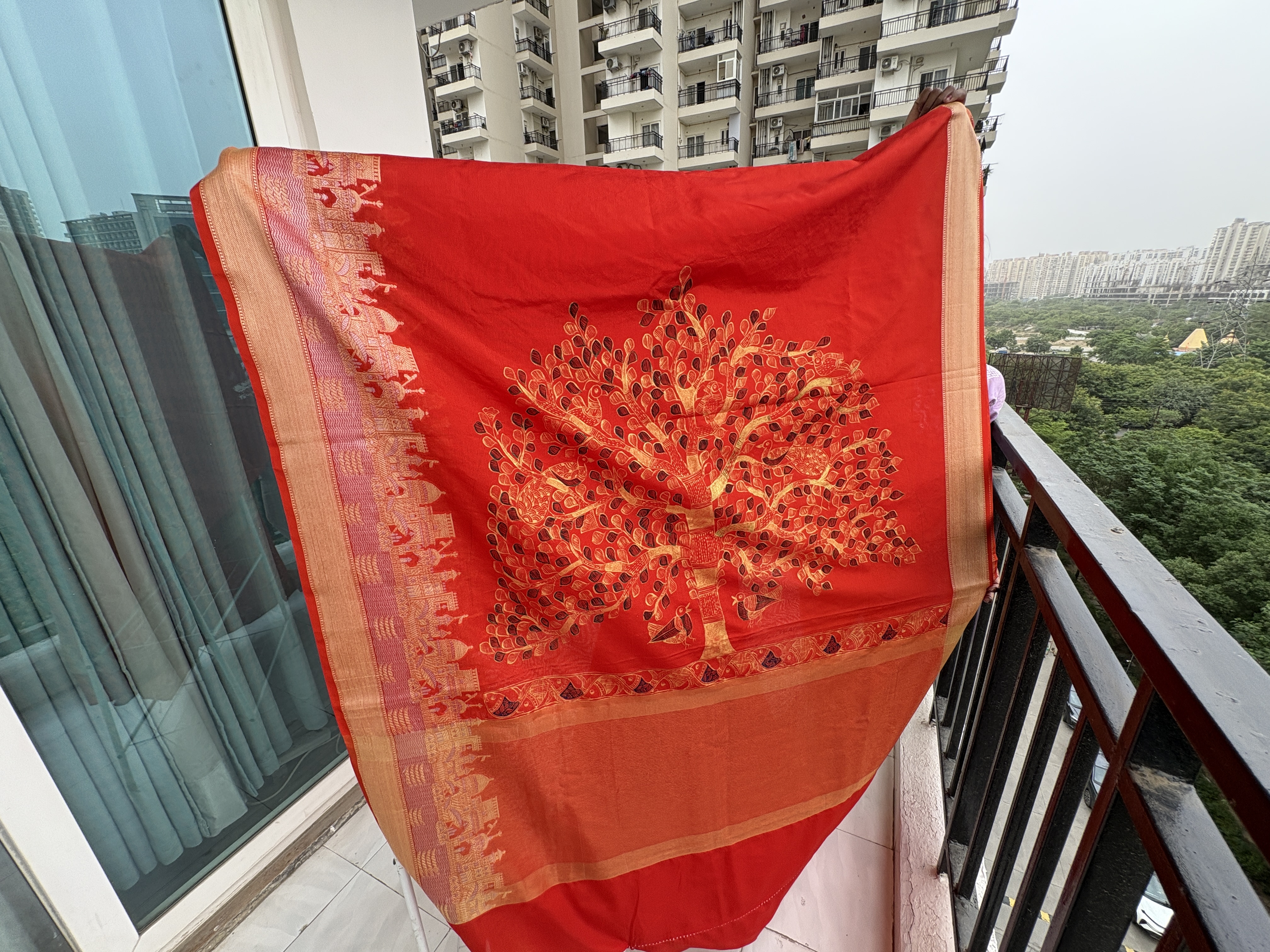 Madhubani Handpainted Tree of Life Saree