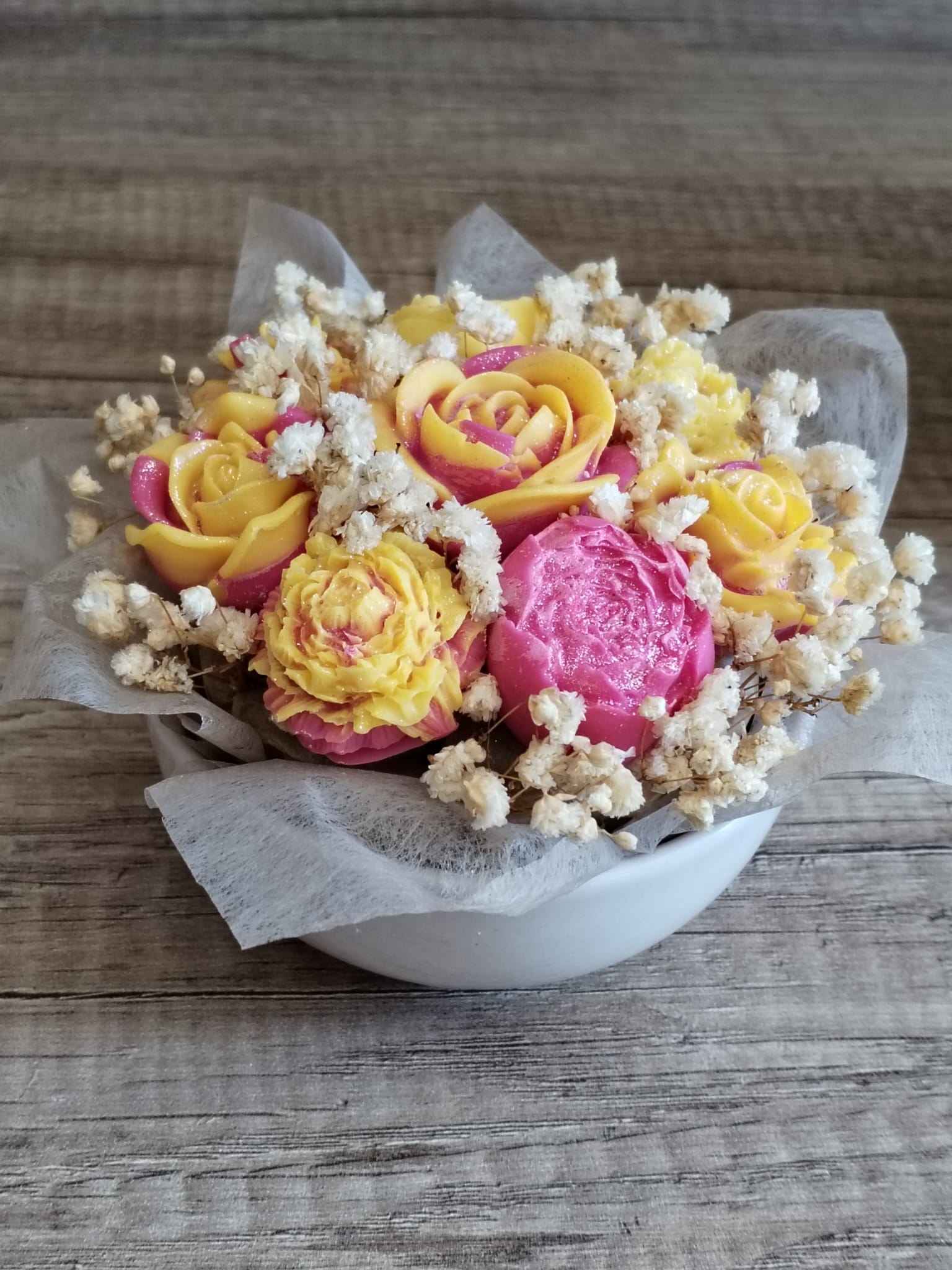 Bouquet jaune et rose - Taille M