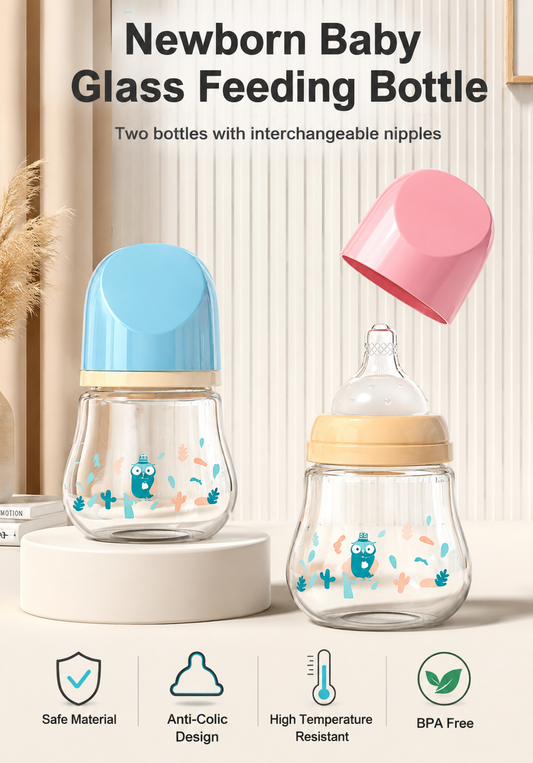 Newborn Baby Glass Feeding Bottle