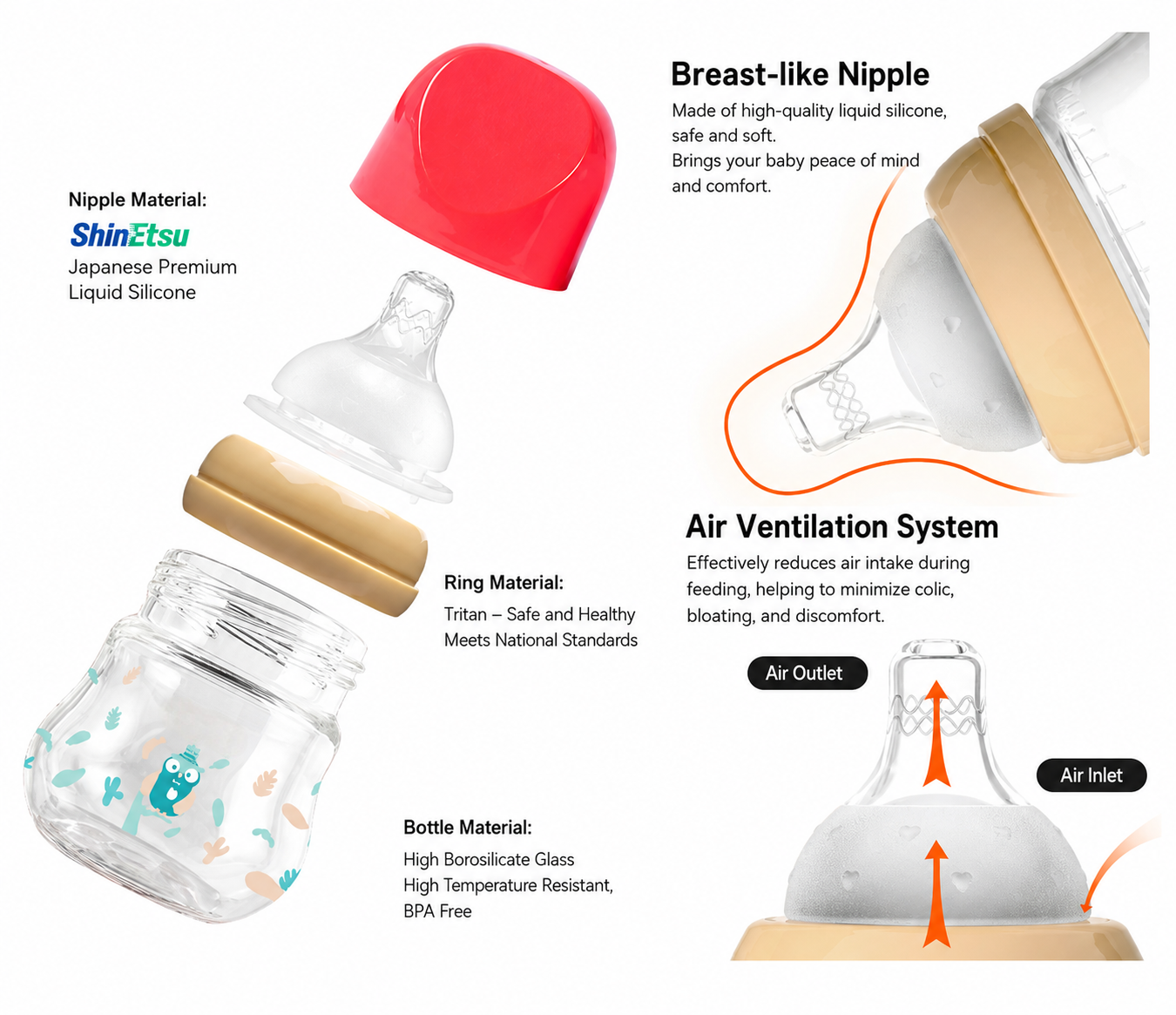 Newborn Baby Glass Feeding Bottle