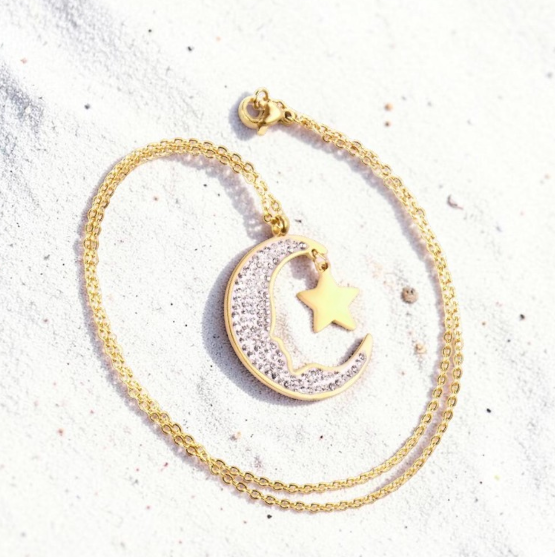 Collier Lune et Étoile Doré