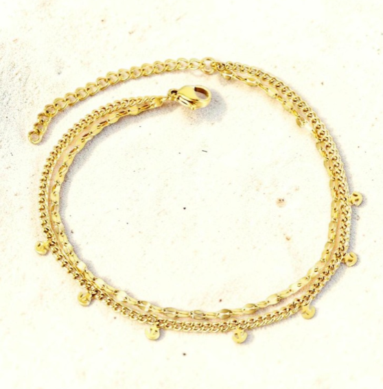 Bracelet de cheville doré Ancres