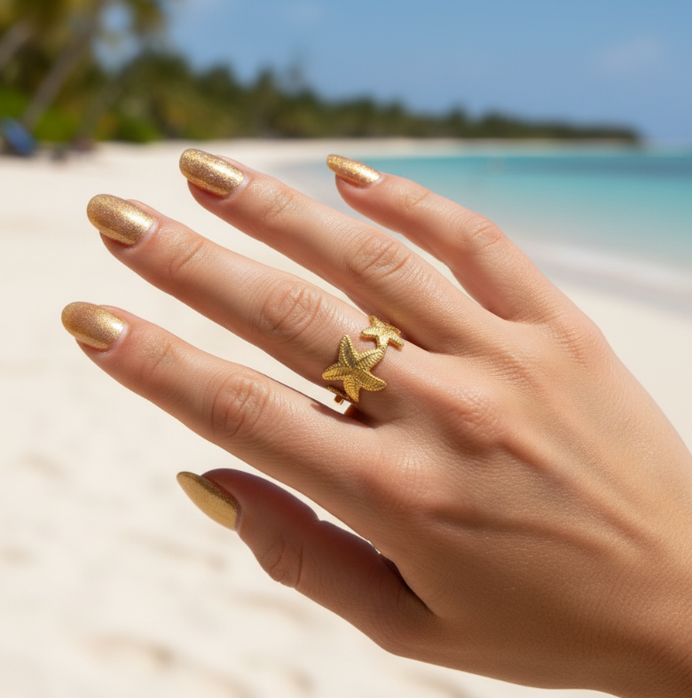 Bague étoile de mer dorée
