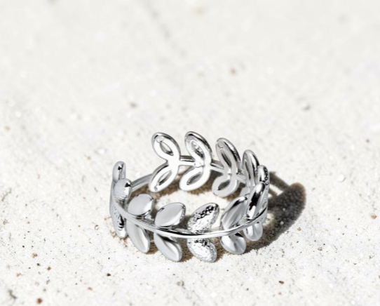 Bague Feuille Argentée