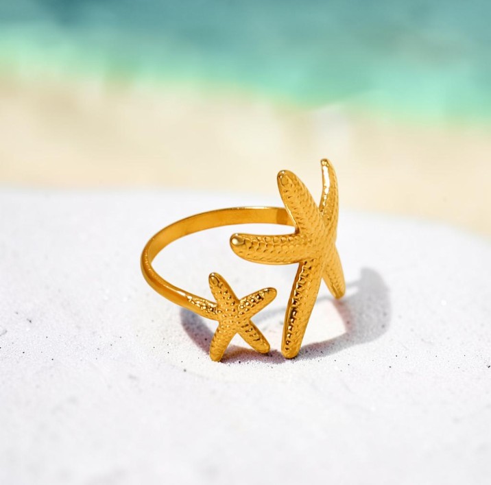 Bague étoile de mer dorée