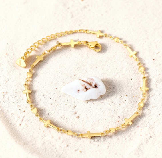 Bracelet doré croix minimaliste