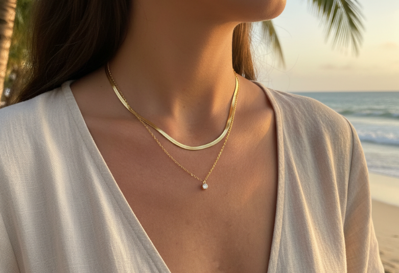 Collier double doré