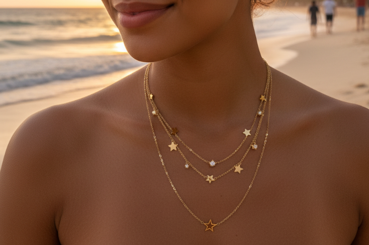 Collier étoiles dorées