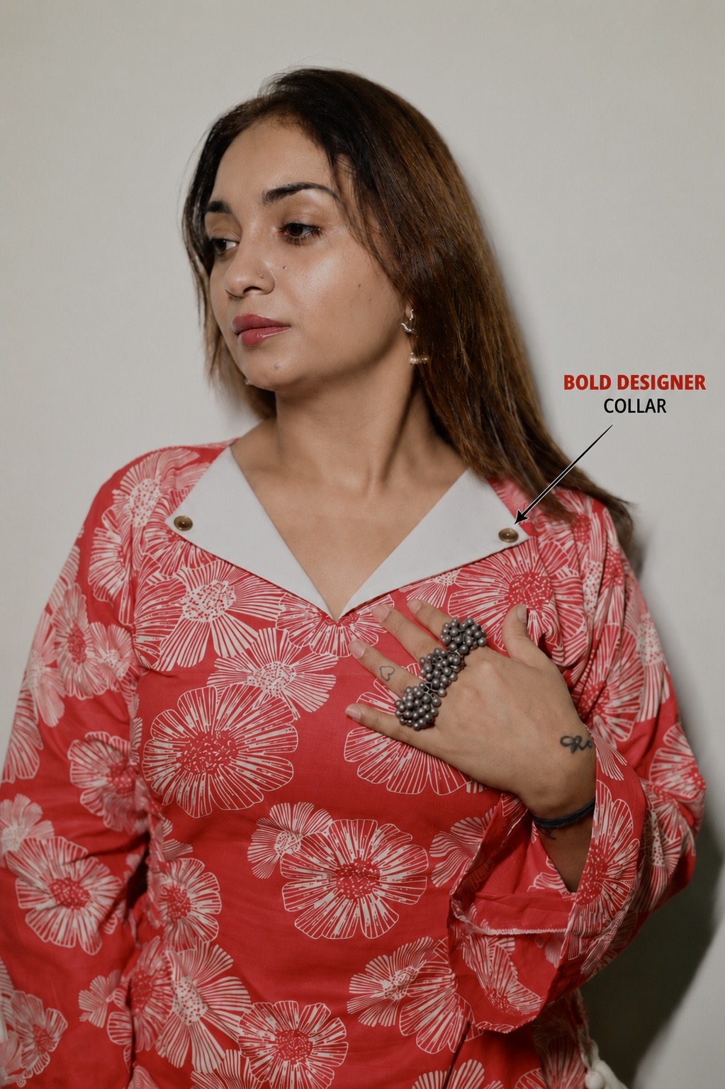 Designer Tomato Short Kurti