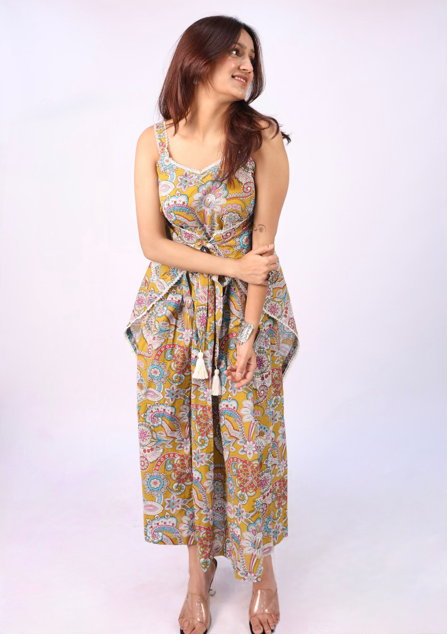 Kalamkari Printed Rollover Dress