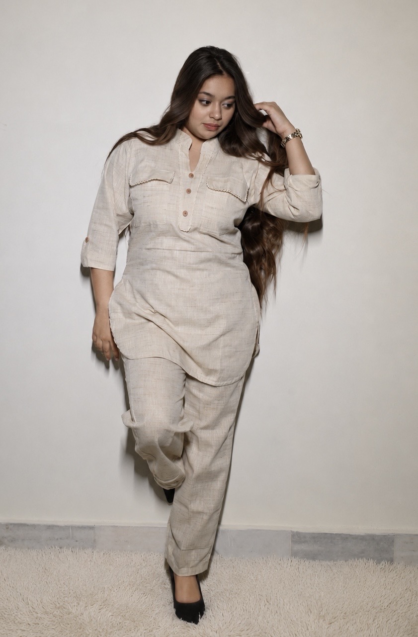  Linen Khadi silk Co-ord Set