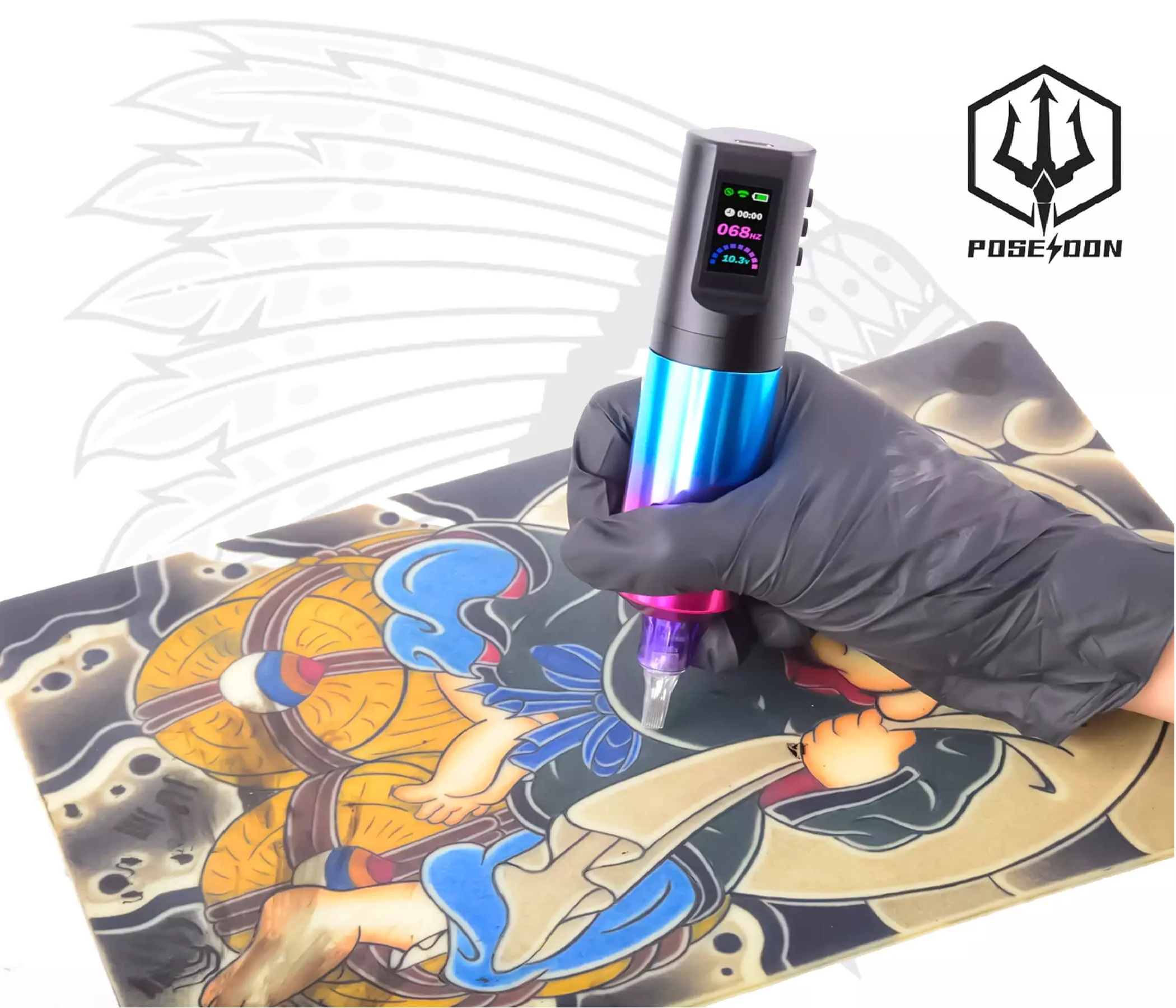 Maquina de Tatuagem Pen Poseidon Charm Bateria Integrada Wireless Tattoo