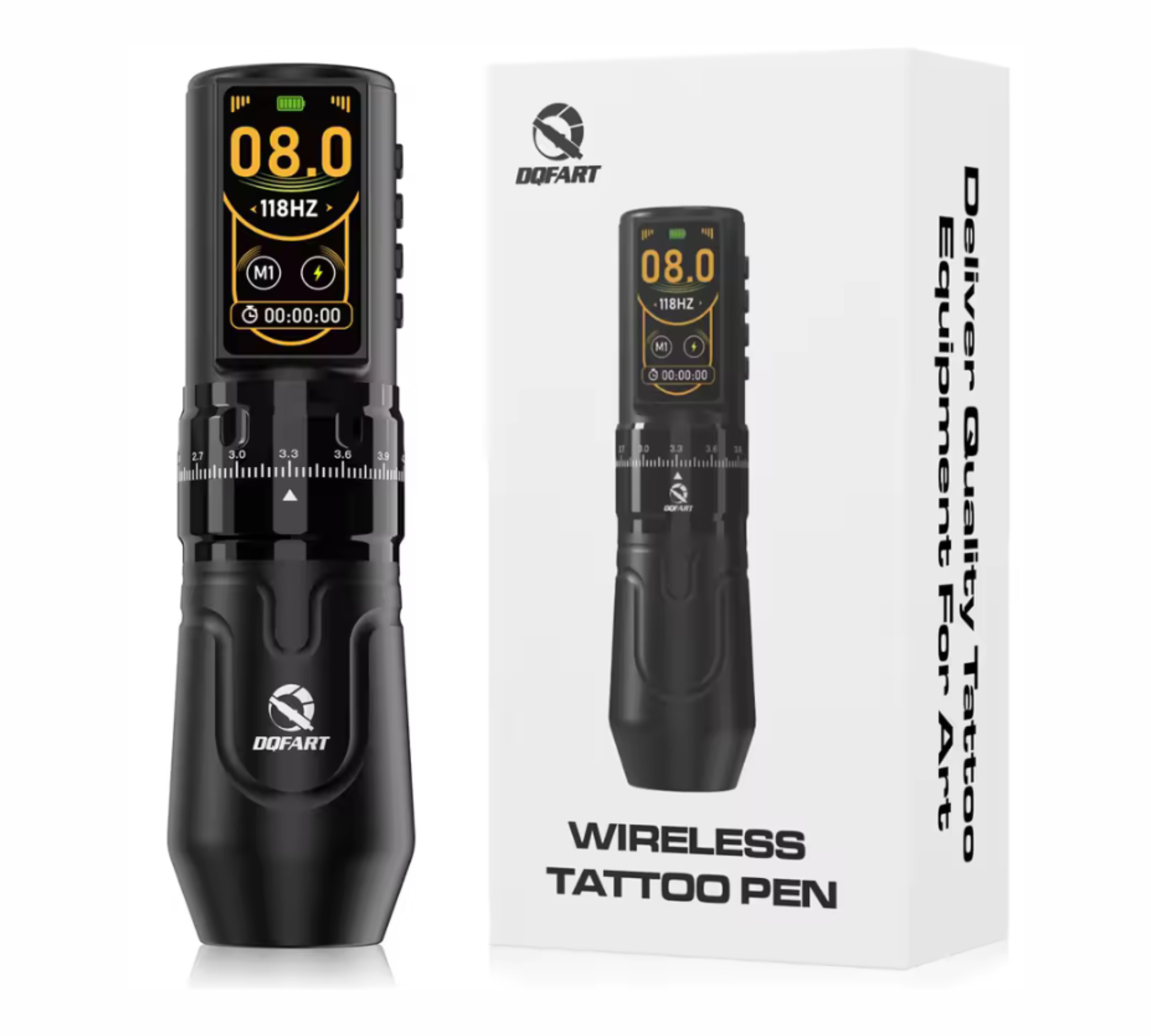 Maquina Pen Flip Tattoo DQ Sem Fio com Bateria Integrada e Ajuste de Curso