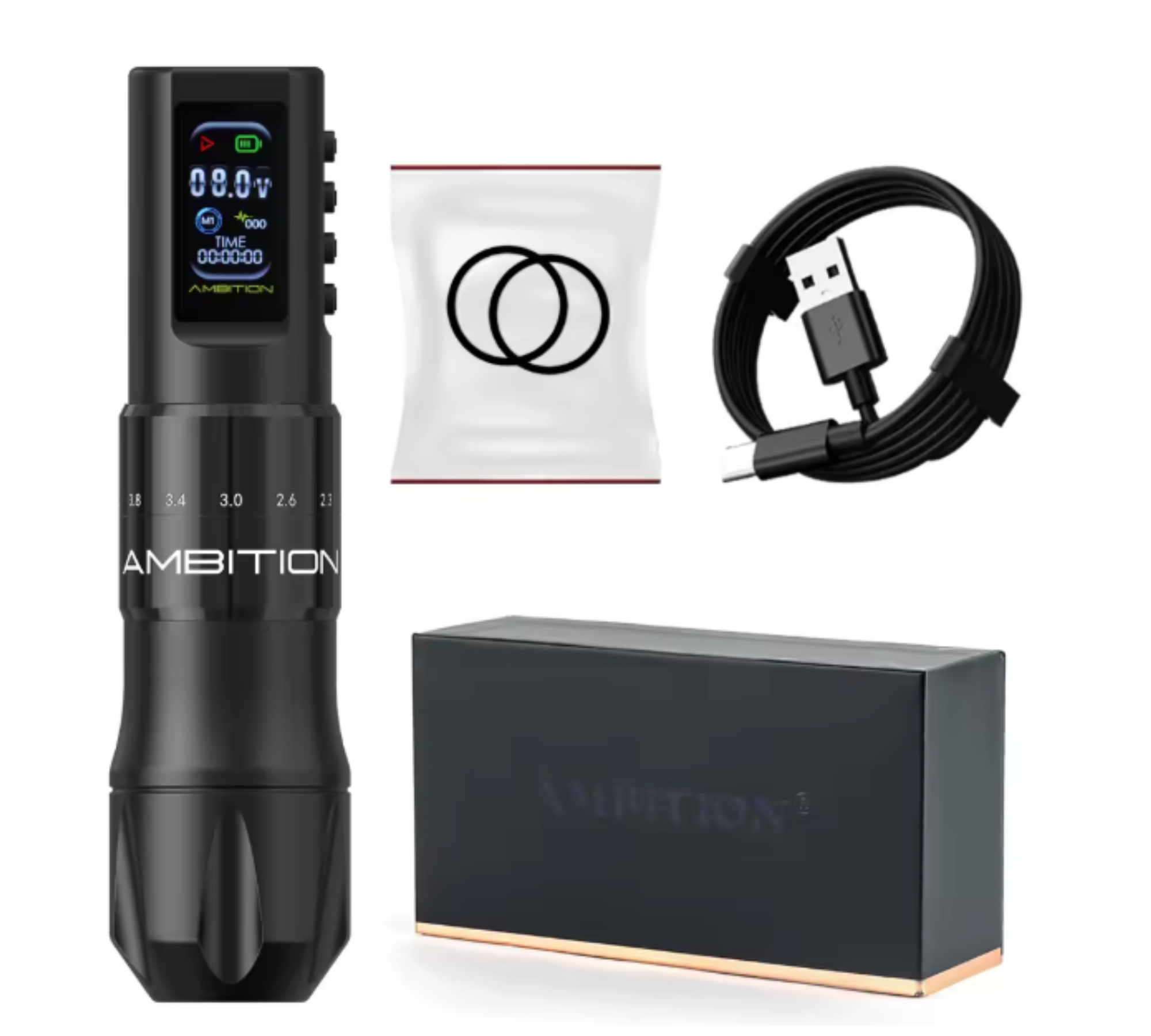 Maquina Pen Ambition Flip Tattoo Sem Fio com Bateria Integrada e Ajuste de Curso