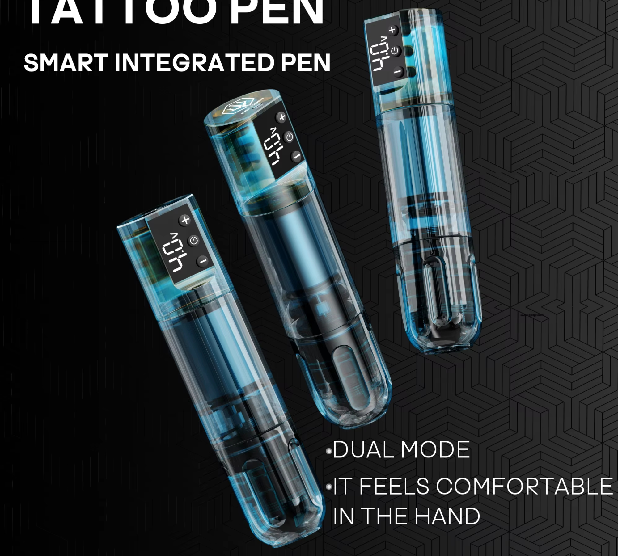 Maquina Tatuagem Pen com Bateria Integrada Crown ABS Poseidon Cartuchos Universal
