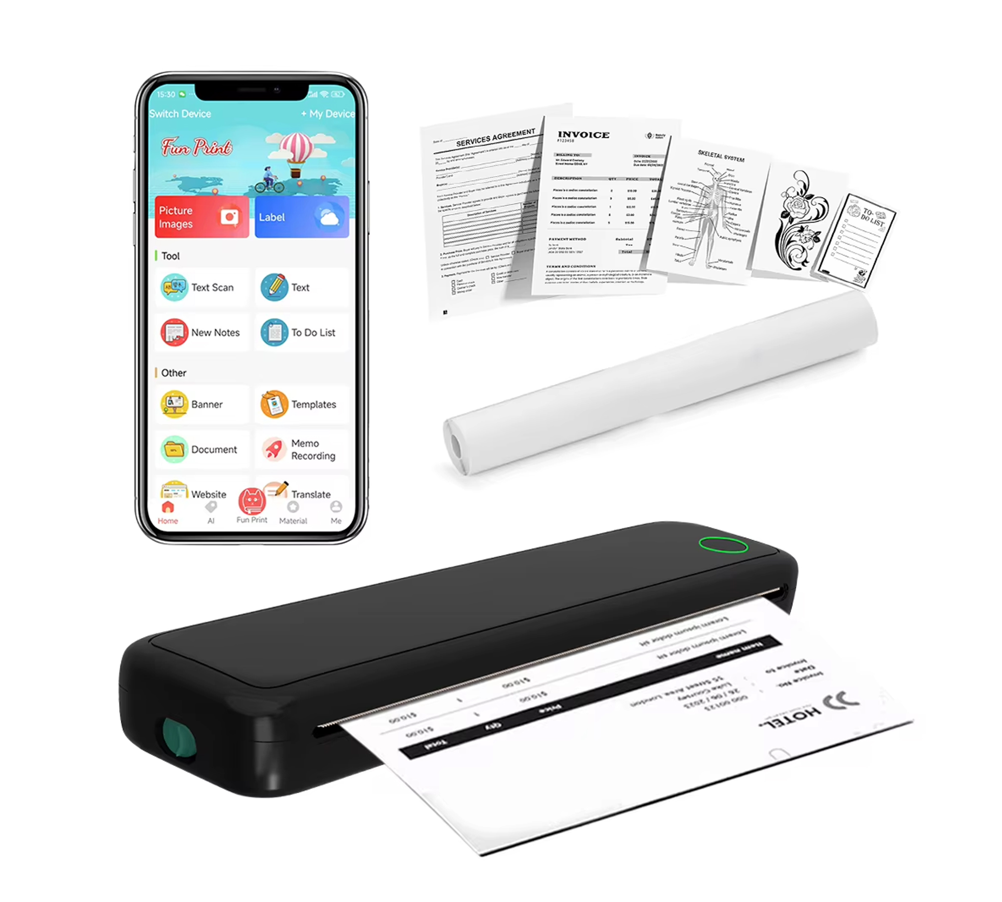 Impressora Térmica Portátil Bluetooth A4 XS 203dpi