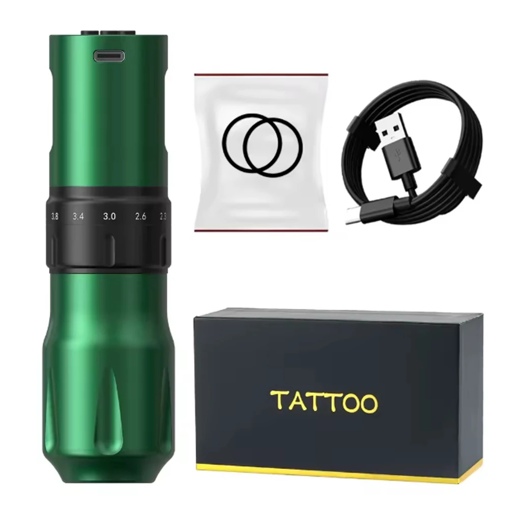 Máquina de Tatuagem Pen Wireless  Kiss of Dragon P1 Flash Bateria e Ajuste de Curso