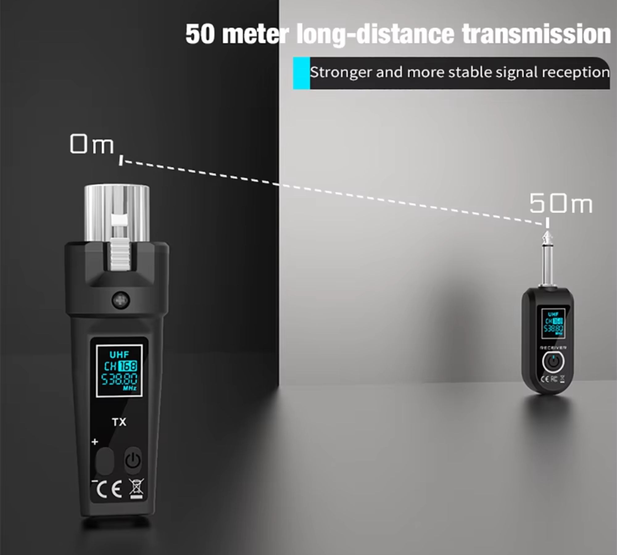 Conversor Microfone Sem Fio 2 Transmissores 1 Receptor 50mts BT Green