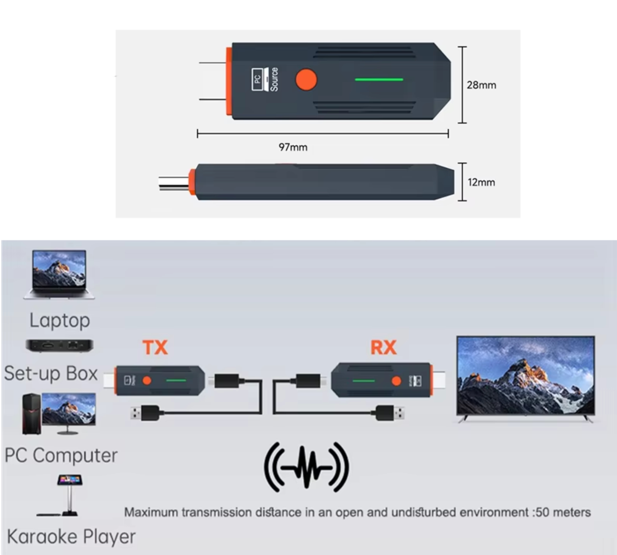 Transmissor e Receptor HDMI  Video 4k e Áudio Sem Fio Plug and Play