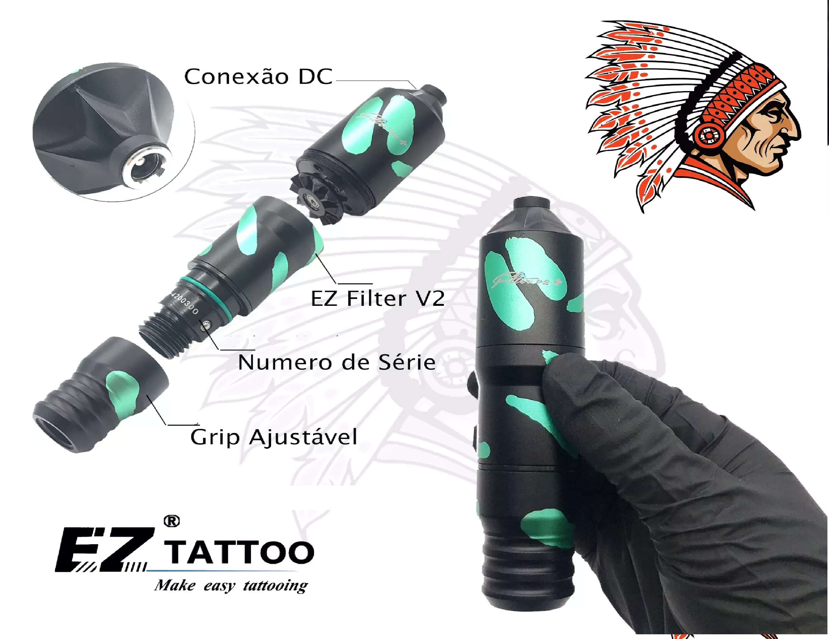 Máquina de Tatuagem Filter V2 Pen EZ Tattoo DC