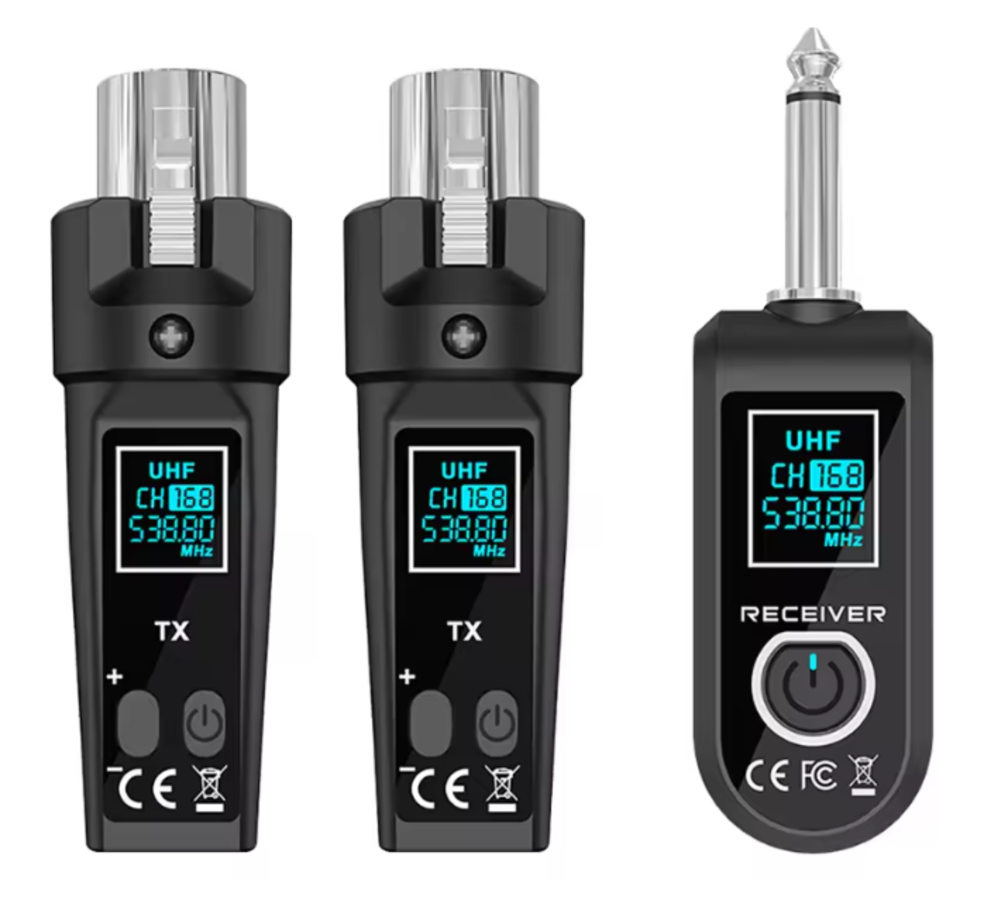 Conversor Microfone Sem Fio 2 Transmissores 1 Receptor 50mts BT Green