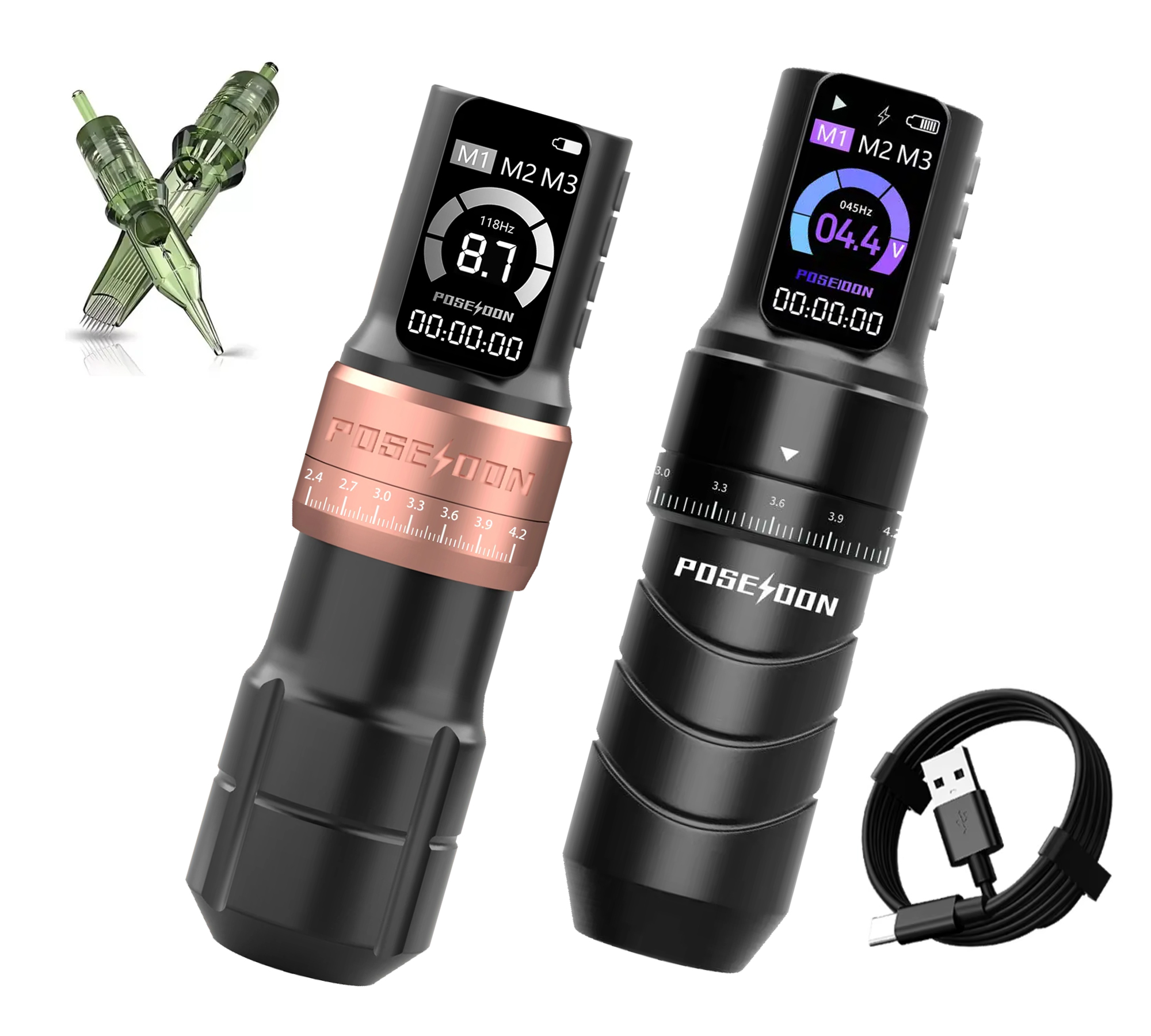 Maquina Pen Tattoo Poseidon  Fury Set Curso Ajustável e Bateria Integrada