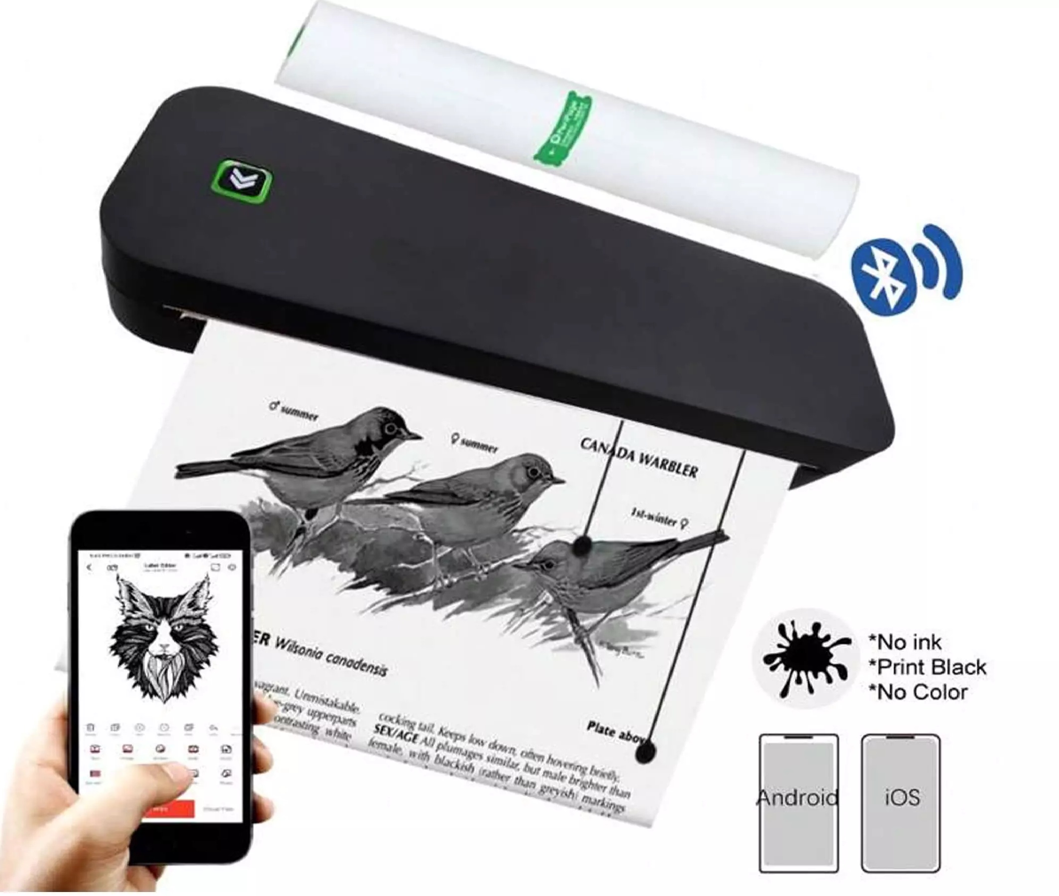 Impressora Térmica A4 Skin88 Portátil para Impressão sem Tinta Papel Termico ou Decalque Tatuagem