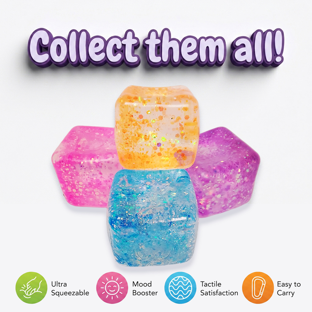 Sparkle Cube Squishy Stress Toy -  Set of 4