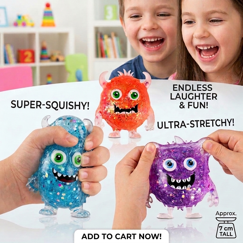 Sparkle Monster Squishy Toy - Set of 3