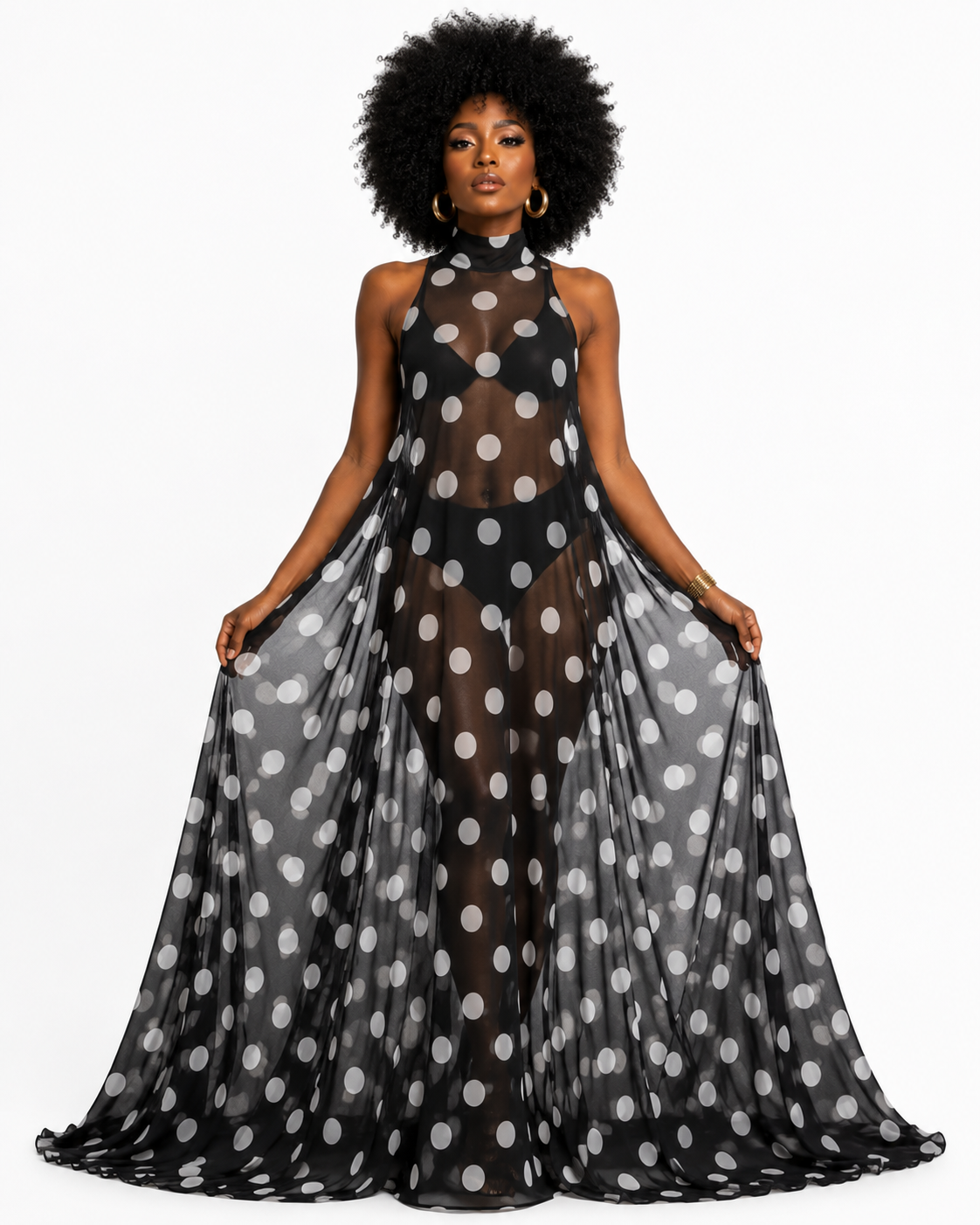 Elegant Polka Dot Maxi Dress