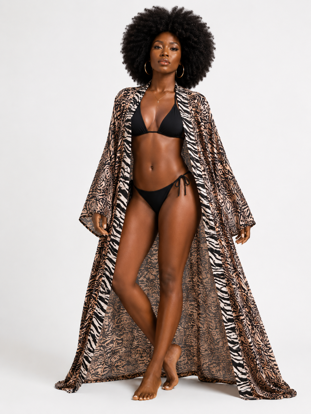 Zebra Print Maxi Kimono