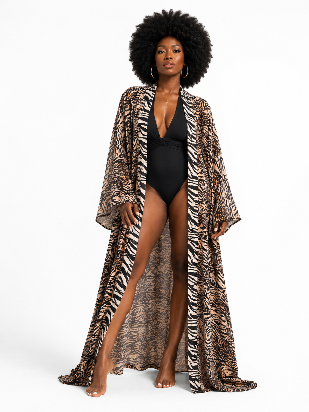 Zebra Print Maxi Kimono