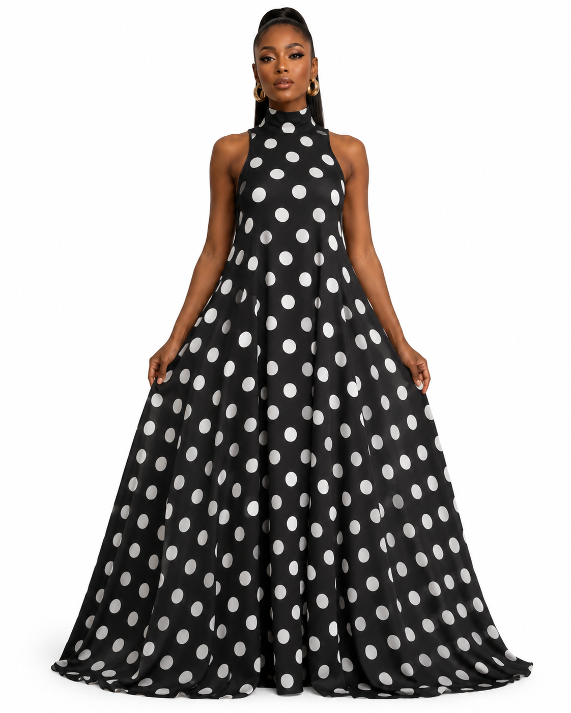 Elegant Polka Dot Maxi Dress