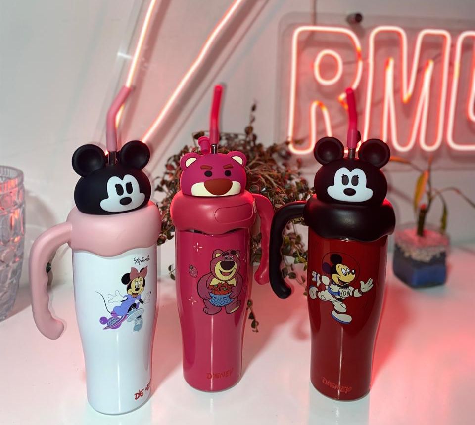🥤🛒Vasos Infantiles Disney con Tapa de Personaje.