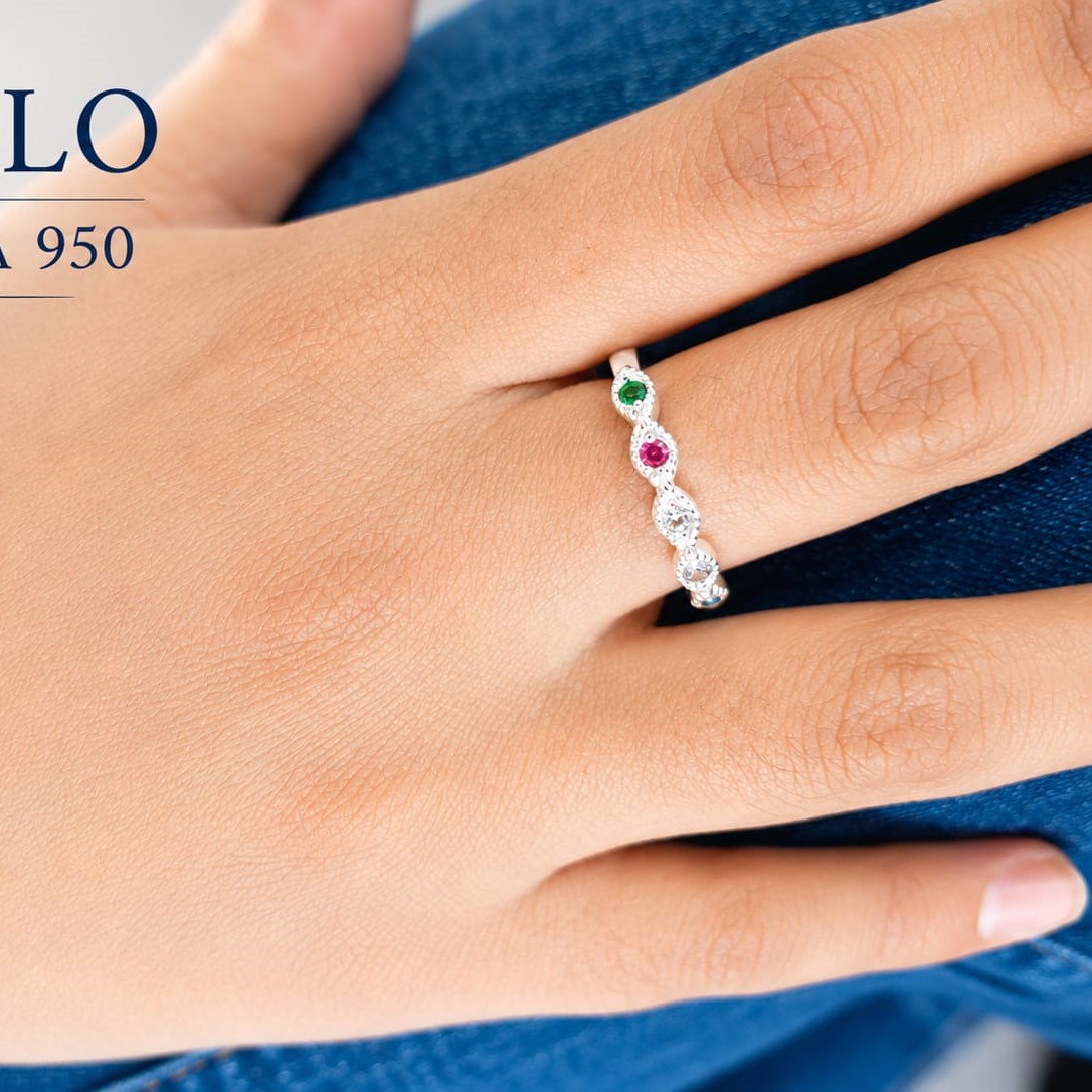 Anillo churumbela con Zirconia Plata 950 (joyería)