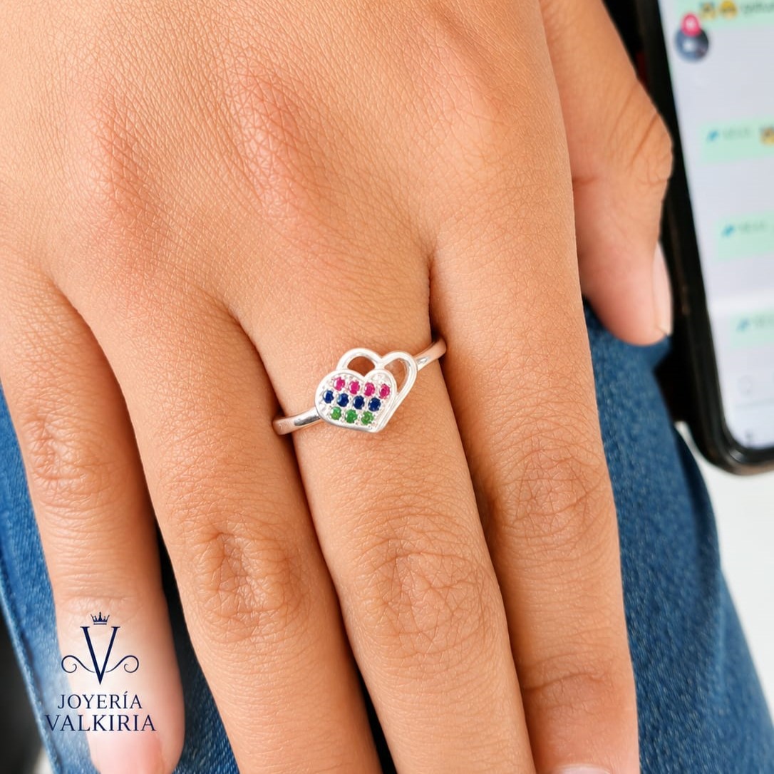 Anillo corazon con Zirconia Plata 950 (Joyería)