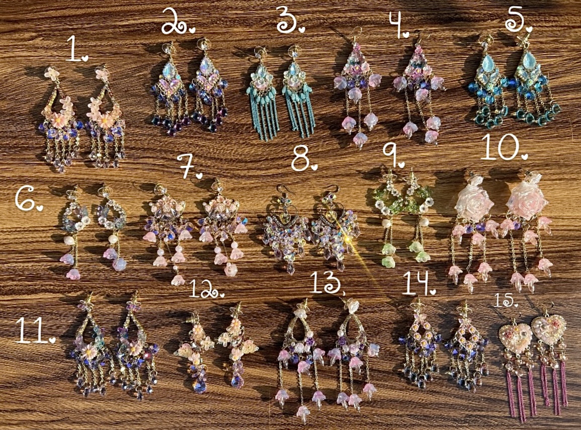 Fairy garden earrings collection °❀⋆.ೃ࿔*:･°❀⋆.ೃ࿔*:･