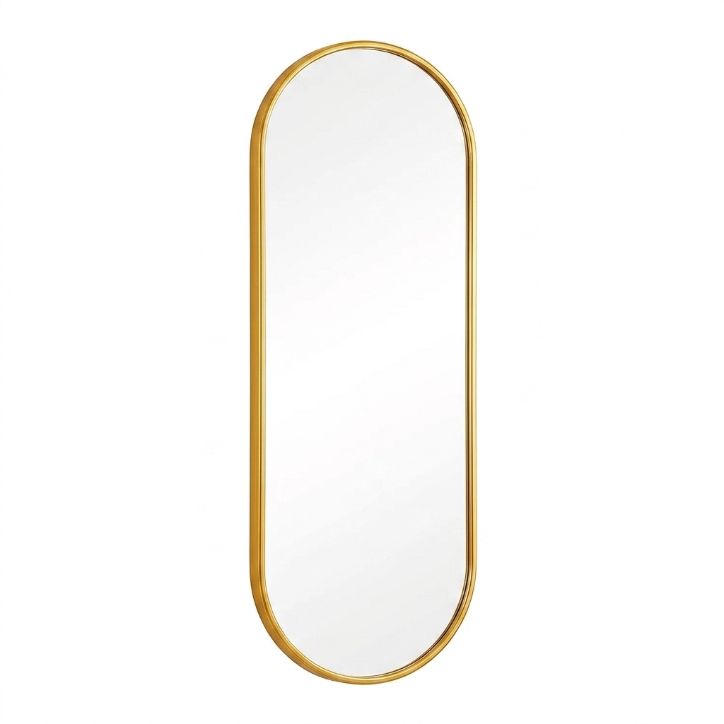Espelho Decorativo Oval Dourado 100x30cm