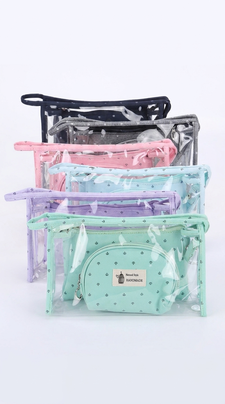 Kit 03 Necessaire Transparente 