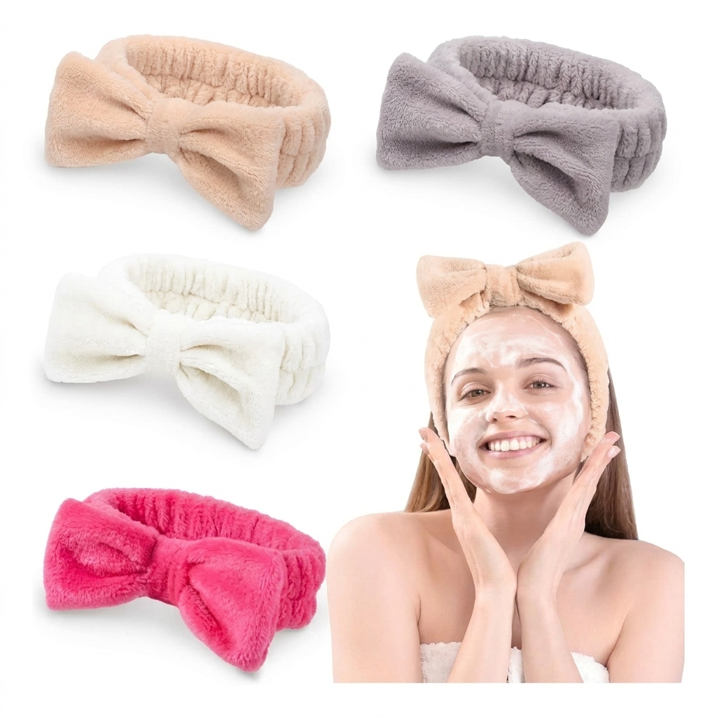 Faixa de Cabelo de Pelúcia com Laço