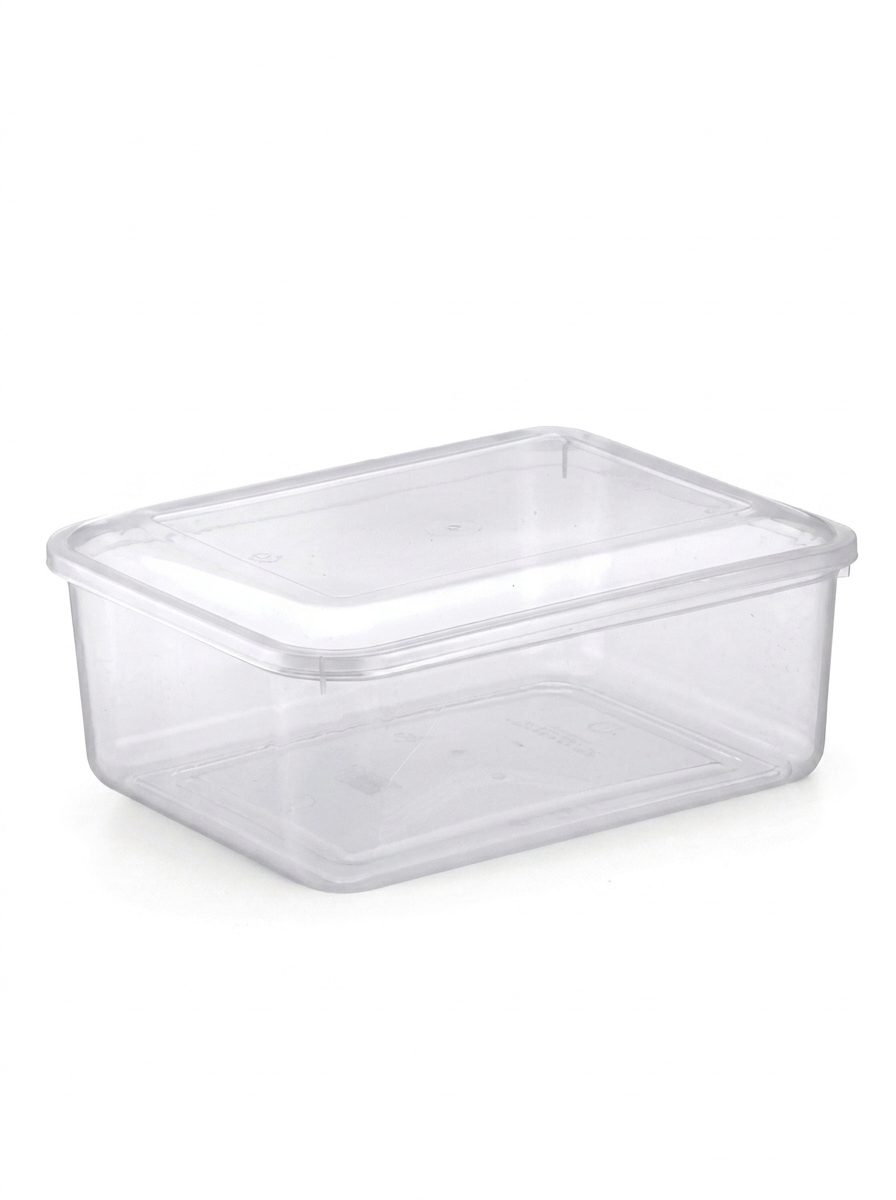 Pote Retangular Transparente 1,2L com tampa