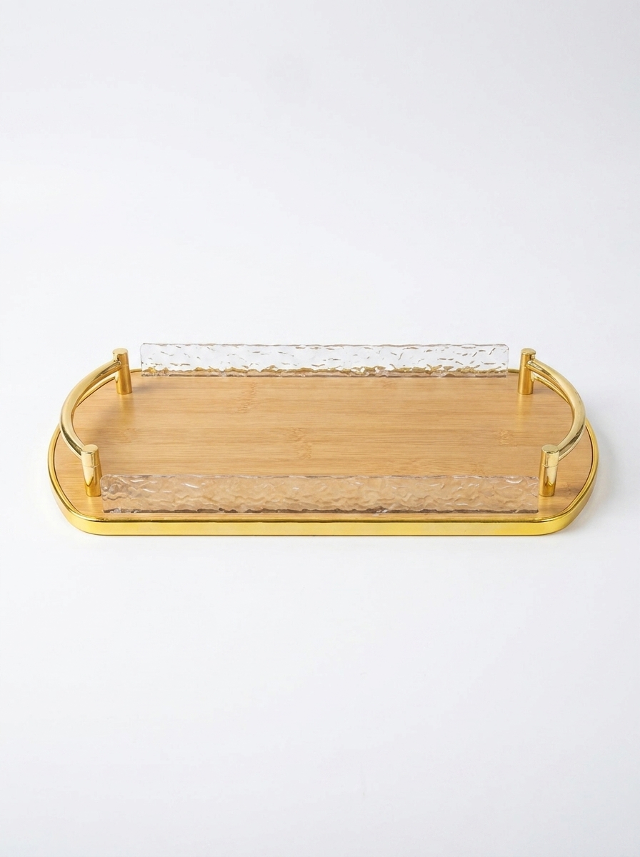 Bandeja Decorativa de Bambu com alça 38cm 