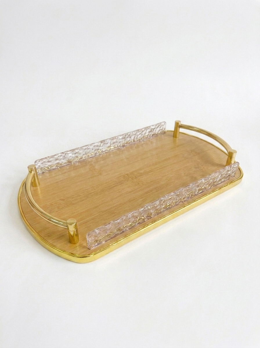 Bandeja Decorativa de Bambu com alça 38cm 