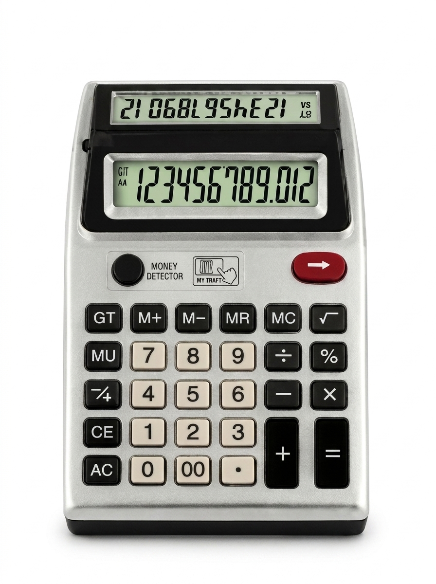 Calculadora de Mesa Dupla Visor com detector de dinheiro falso