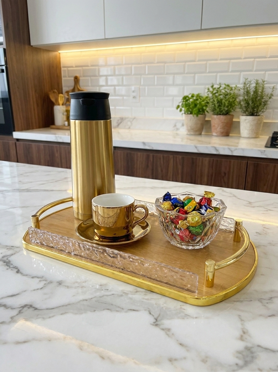 Bandeja Decorativa de Bambu com alça 38cm 